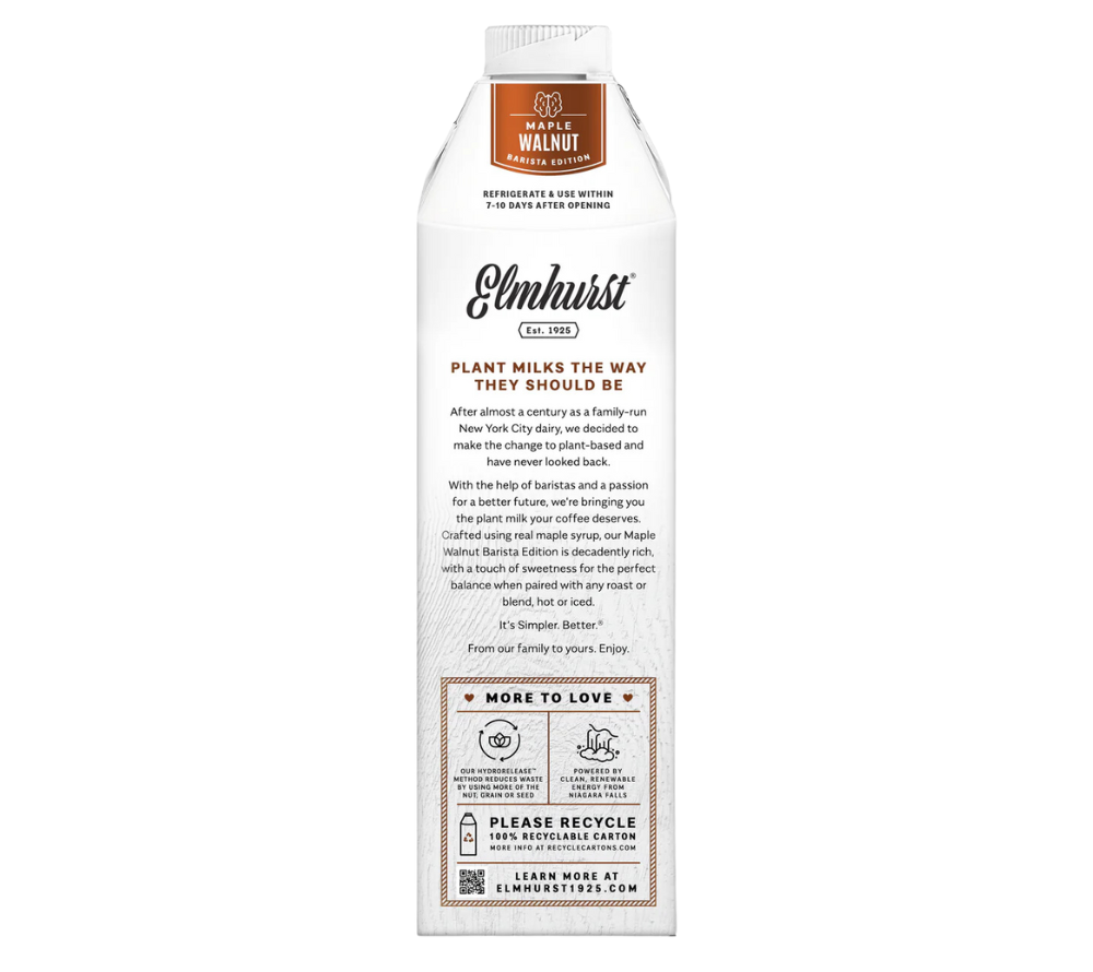 
                  
                    Barista Maple Walnut Milk von Elmhurst kaufen | Gourmet vegane Milchalternativen | Inkl. Mandel, Hafer, Cashew, Ahorn, Walnuss | Perfekt für Kaffee, Smoothies, Brei, Desserts | EU Versand
                  
                