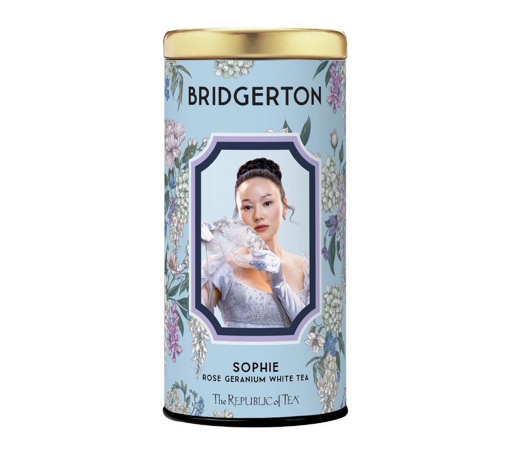 Weißtee mit Rosengeranie: Bridgerton Sophie Tea. Floral, mild & elegant – perfekt für entspannte Genussmomente.