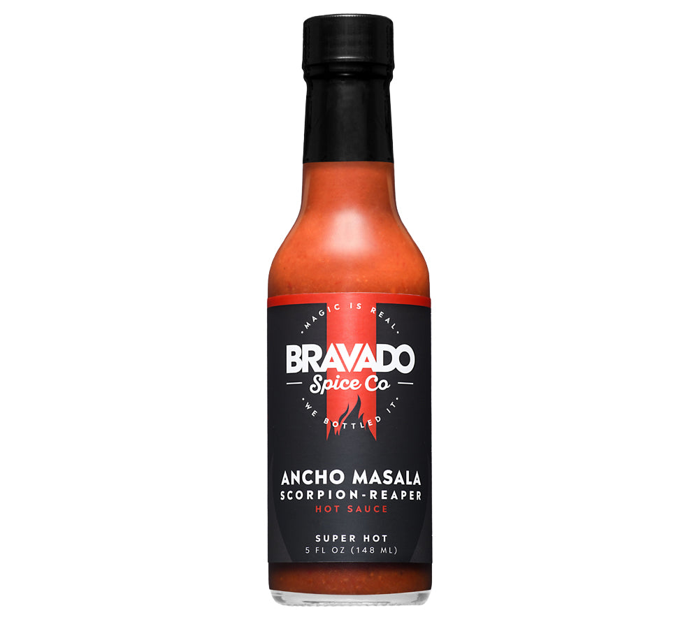 Ancho Masala Scorpion Reaper Hot Sauce ☆ Mit 4 Sorten Chilis ☆ Extra scharfe Sauce von Bravado Spice Co