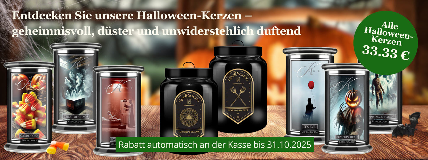 Gruselige Halloween-Kerzen für mystische Momente ☆ Dunkle Deko mit Kürbissen & Spinnweben ☆ Jetzt entdecken!