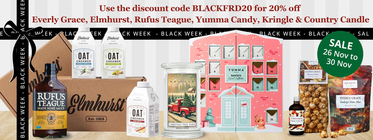 Black Week Banner: 20 % Rabatt mit Code BLACKFRD20 auf Everly Grace, Rufus Teague, Elmhurst & weitere Marken