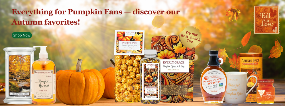 Discover fall Pumpkin products – from Pumpkin Spice Popcorn to our best-selling tea at American Heritage.