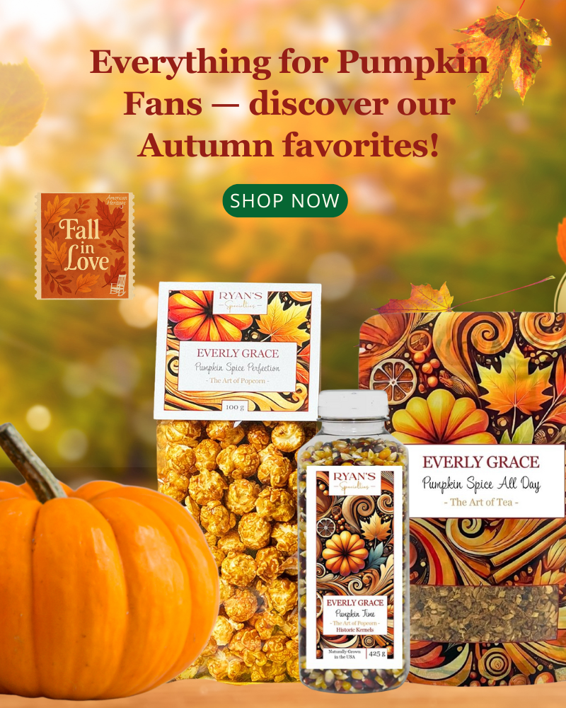 Discover fall Pumpkin products – from Pumpkin Spice Popcorn to our best-selling tea at American Heritage.