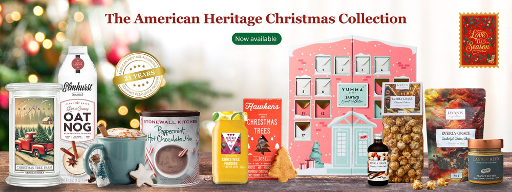 American Heritage Augsburg Christmas collection with sauces, sweets, and gift ideas.