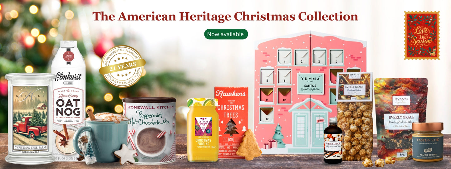 American Heritage Augsburg Christmas collection with sauces, sweets, and gift ideas.