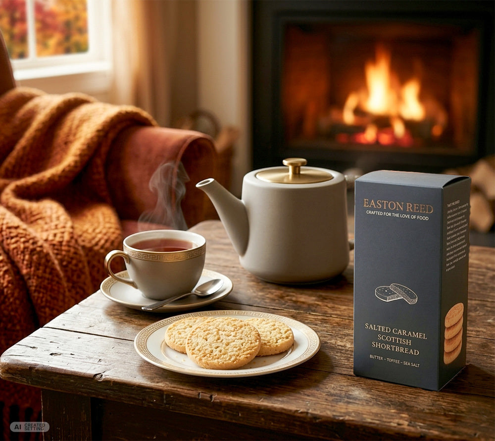 Easton Reed Salted Caramel Scottish Shortbread – traditionell in Schottland und in kleinen Chargen gebacken. Mit Butter, Salted Caramel und feiner Meersalznote.