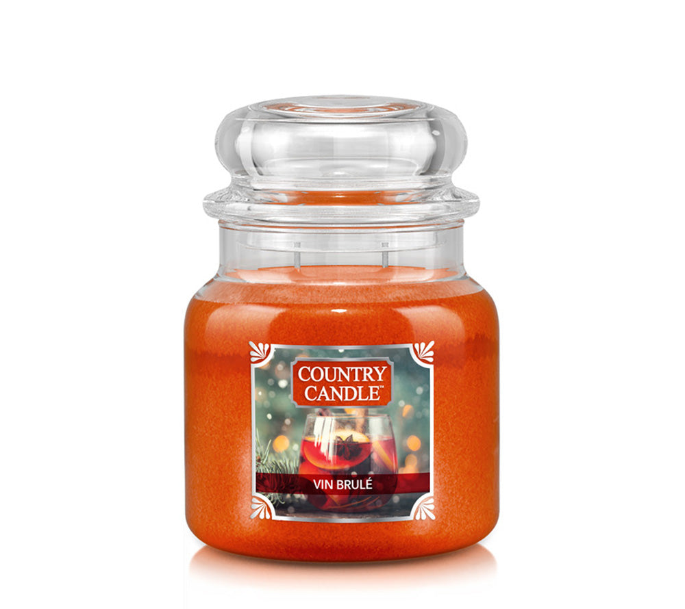 Medium Jar Vin Brulé (16 oz-Glas, 2-Docht) Vin Brulé von Country Candle ☆ aromatischer Weihnachtszauber ☆ mit fruchtigen Noten, Pfefferminz und Moschus ☆ Jetzt bestellen!