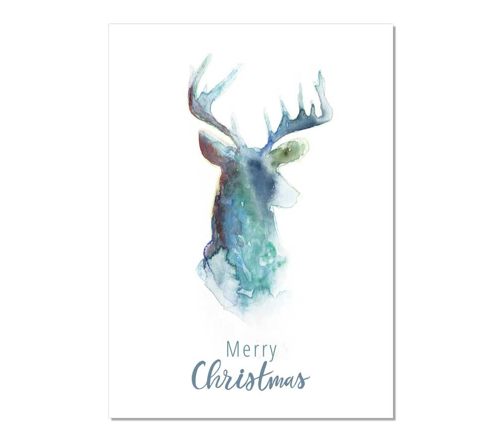 Merry Christmas Postkarte mit Hirsch American Heritage