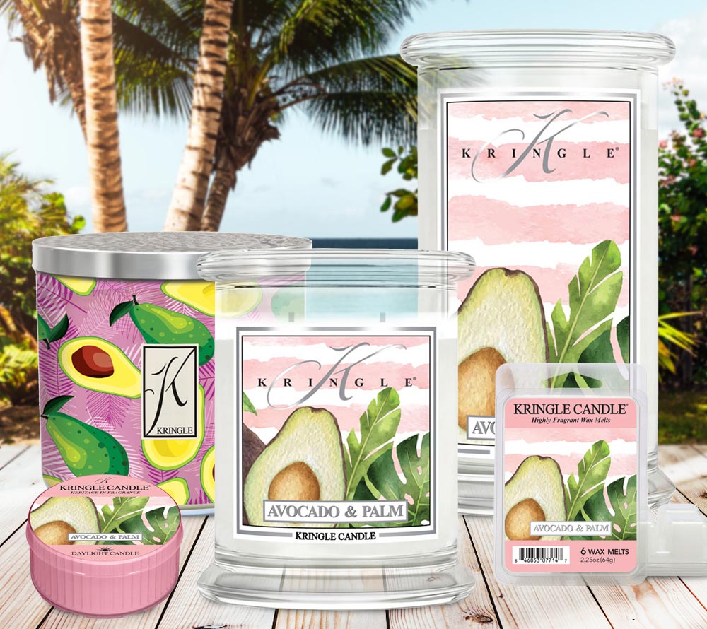 Avocado & Palm Duftkerze von Kringle Candle ♥ Mit sonnengereiften Avocados, Melone und Palmblättern ♥ Ein dufter Strandspaziergang