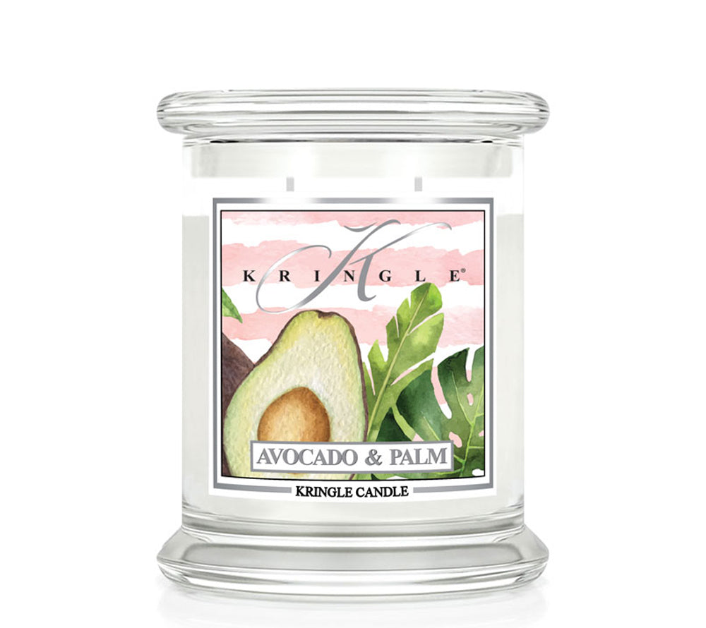 Classic Candle Avocado & Palm (14.5 oz-Glas, 2-Docht) Avocado & Palm Duftkerze von Kringle Candle ♥ Mit sonnengereiften Avocados, Melone und Palmblättern ♥ Ein dufter Strandspaziergang