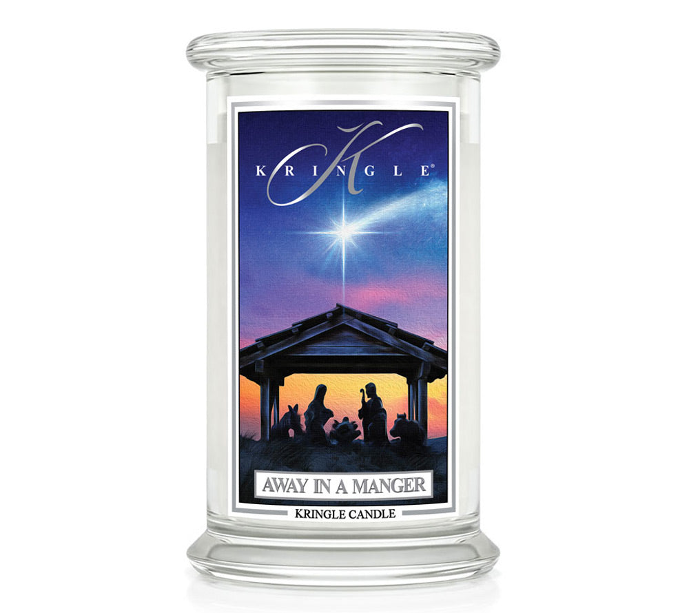 Große Classic Candle Away In A Manger (22 oz-Glas, 2-Docht) Away in a Manger von Kringle Candle ☆ Klassische Weihnachtsaromen ☆ Noten von Orange, Muskat, Nelken, Zimt und Vanille ☆ Jetzt bestellen!