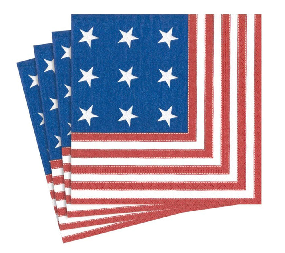 Cocktailservietten mit Star Spangled Banner von Caspari (20 Stück)