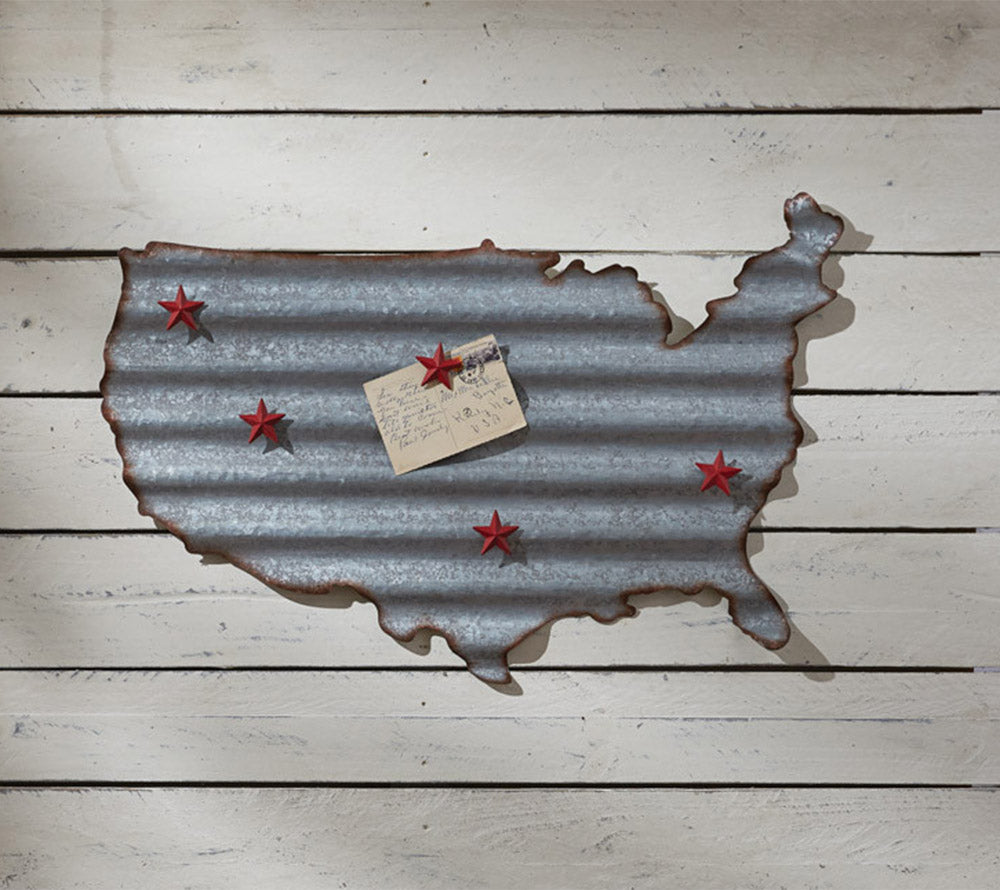 US Memo Board aus verzinktem Metall als Gedankenstütze, Fotogalerie oder Deko-Element