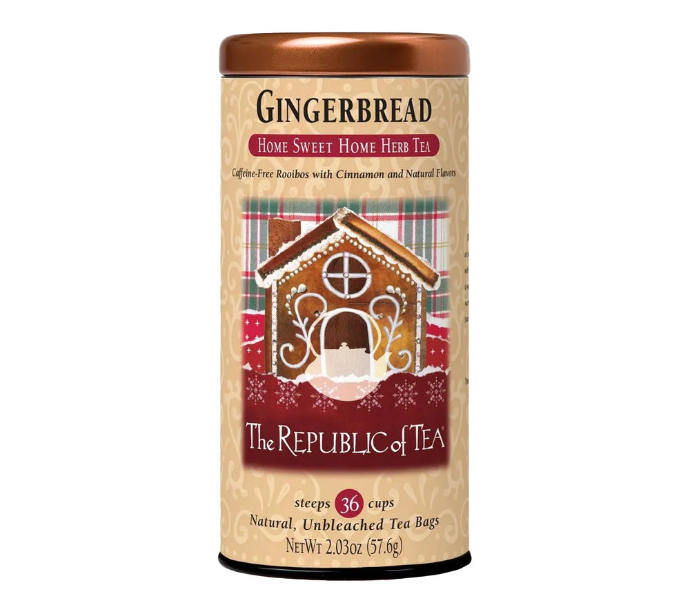 Gingerbread Cuppa Cake Red Tea von The Republic of Tea kaufen | Mit Ingwer und Zimt – das Aroma von frisch gebackenem Lebkuchen | Perfekt für kalte Herbst- und Wintertage | EU-weiter Versand