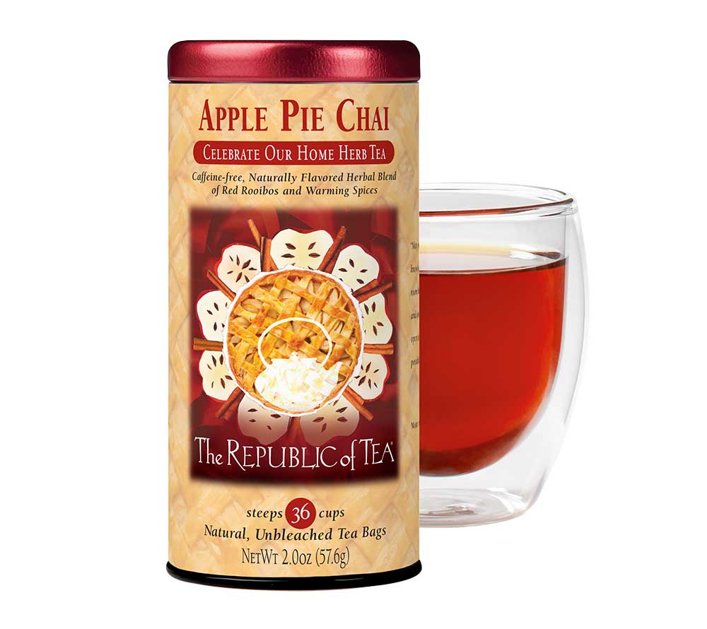 Apple Pie Chai Herbal Tee von The Republic of Tea (Metalldose mit 36 Beuteln) kaufen 
| Koffeinfreie Kräutermischung aus Rooibos, Zimt, Kardamom, Muskatnuss und Nelken | Ideal für gemütliche Momente oder festliche Anlässe