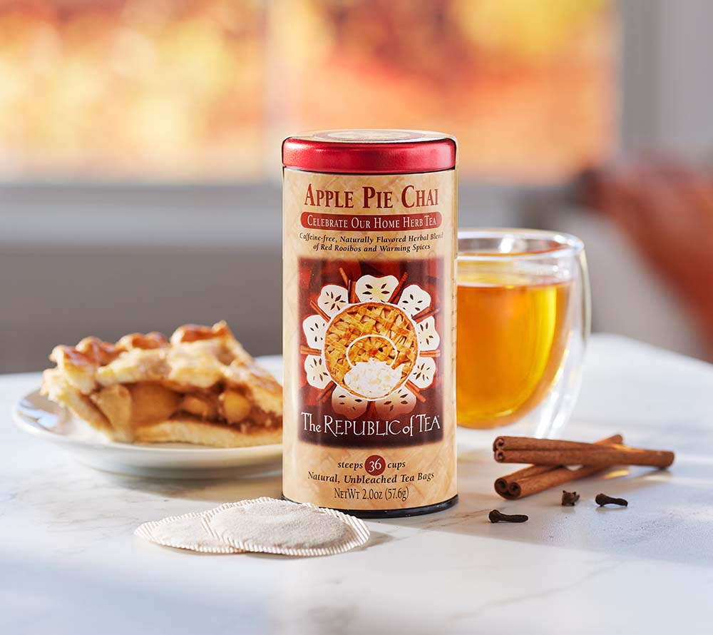 Apple Pie Chai Herbal Tee von The Republic of Tea (Metalldose mit 36 Beuteln) kaufen 
| Koffeinfreie Kräutermischung aus Rooibos, Zimt, Kardamom, Muskatnuss und Nelken | Ideal für gemütliche Momente oder festliche Anlässe