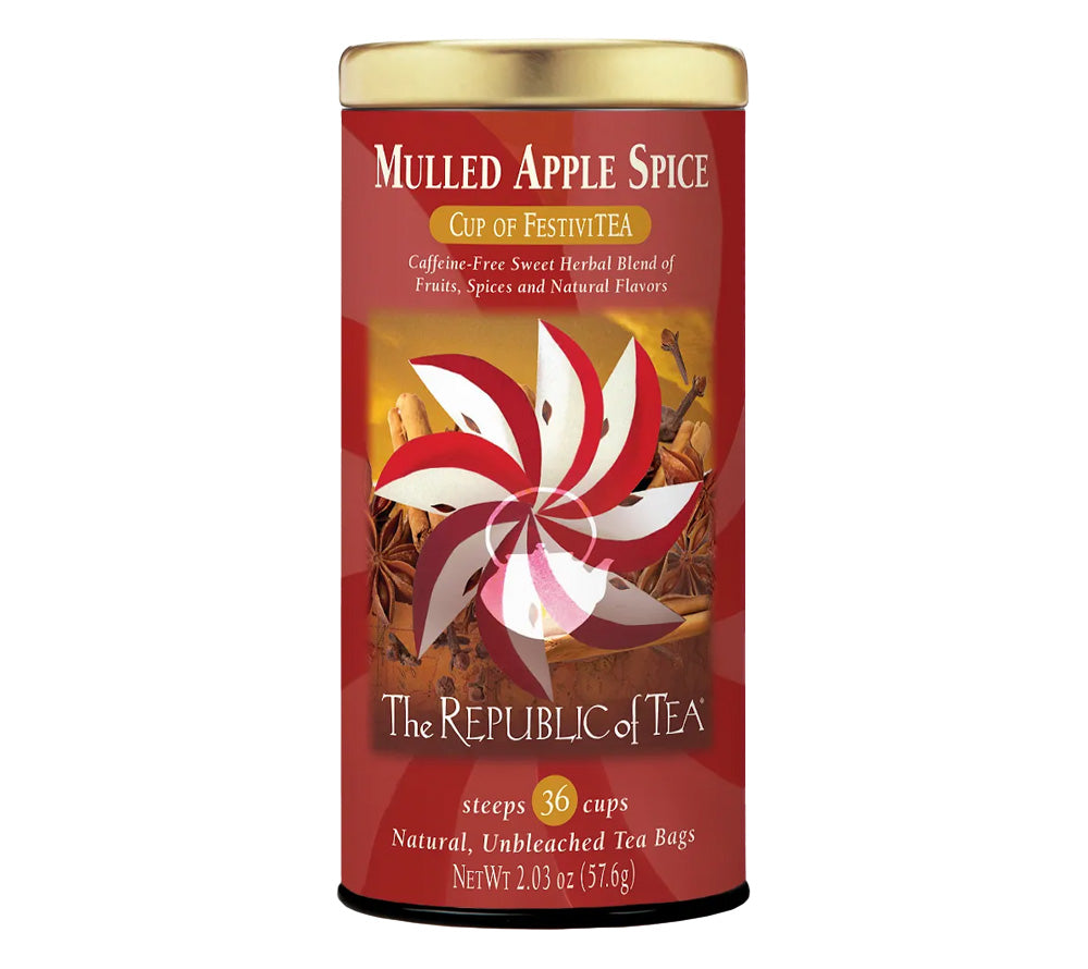 Mulled Apple Spice von The Republic of Tea (Metalldose mit 36 Beuteln) kaufen ☆ Dekorative Metalldose ☆ Mehr Sorten ☆ Jetzt probieren!