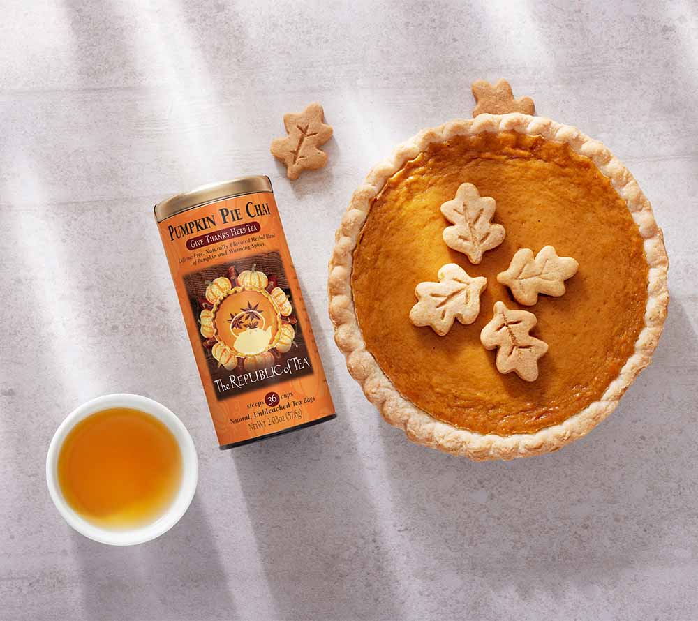 Pumpkin Pie Chai von The Republic of Tea (Metalldose mit 36 Beuteln) kaufen ☆ Dekorative Metalldose ☆ Mehr Sorten ☆ Jetzt probieren!