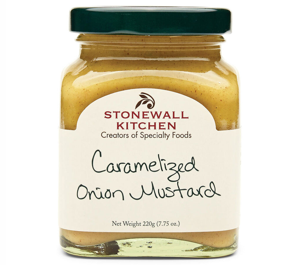 Caramelized Onion Mustard von Stonewall Kitchen - Würziger Dijon-Senf mit von Hand karamellisierten Zwiebeln im Glas 