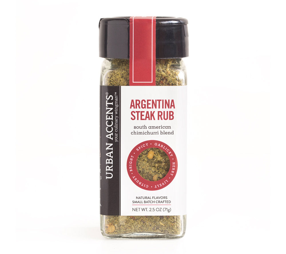 Der Klassiker von Urban Accents: das Argentina Steak Rub Gewürz besteht aus Knoblauch, Zwiebeln, Petersilie und weiteren Gewürzen mit einem Hauch von Zitrusfrüchten.