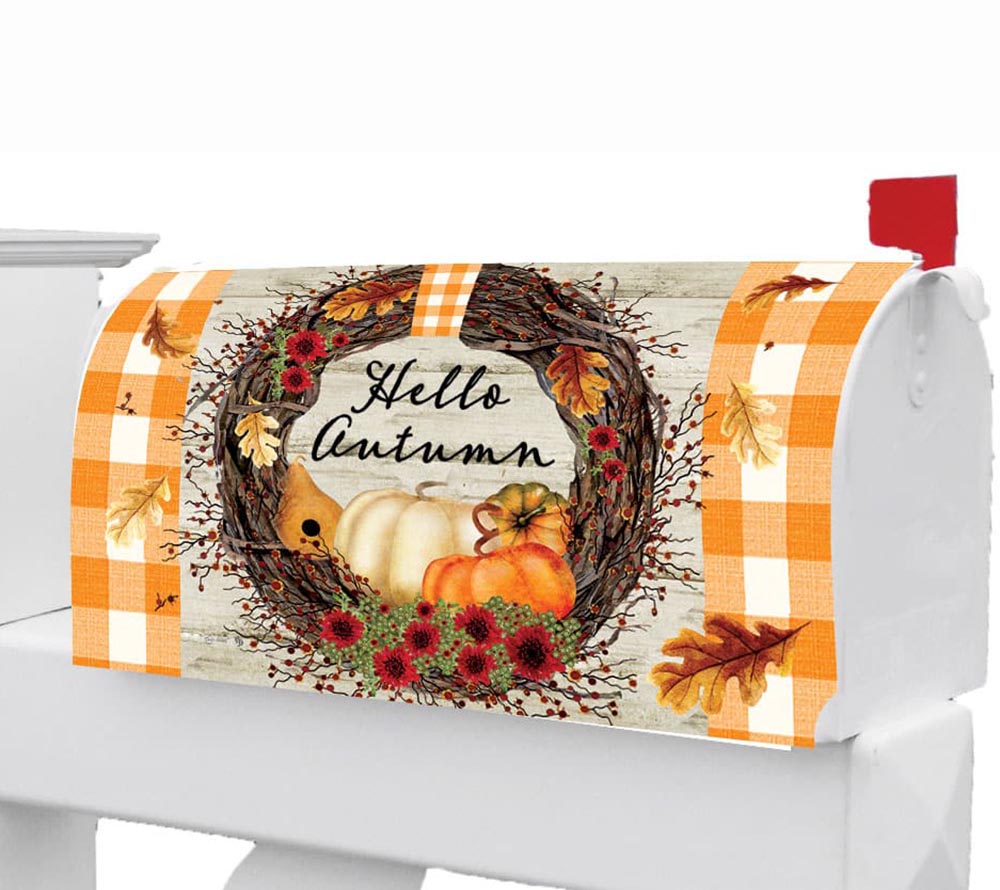 Autumn Wreath Mailbox Cover - Design für Ihren US-Briefkasten bestellen ☆ Mit Magneten für magnetische US-Briefkästen ☆ Mehr Sorten!