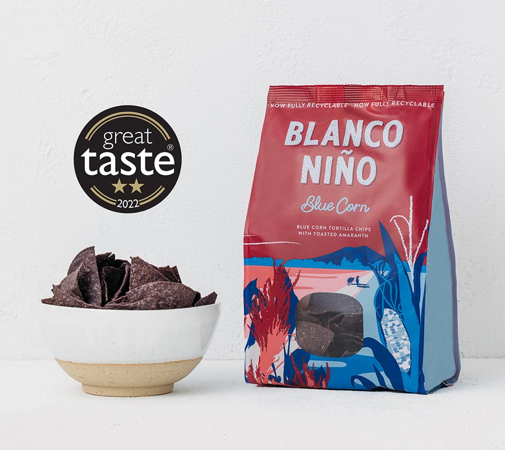 Tortillia Chips Blue Corn von Blanco Niño online kaufen ☆ 100 % vegan ☆ Glutenfrei & frei von künstlichen Zusätzen ☆ Probieren Sie selbst!