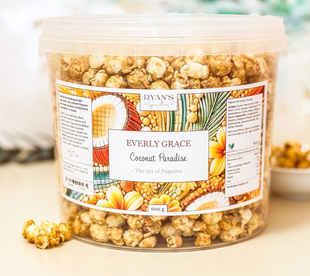 
                  
                    Everly Grace Popcorn - Coconut Paradise ☆ Mit Kokosmilch, Kokosraspeln und Orange ☆ Ohne Aromen und Farbstoffe
                  
                