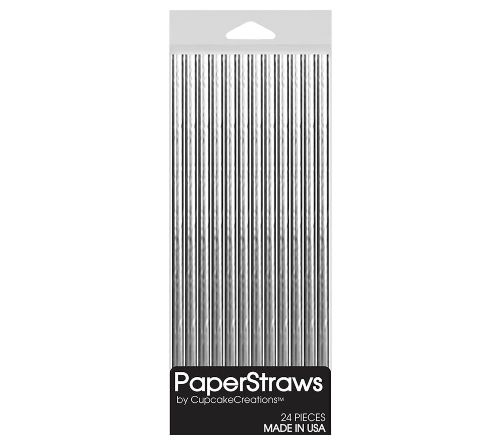 Cupcake Creations Paper Straws Silver Solid bei American Heritage