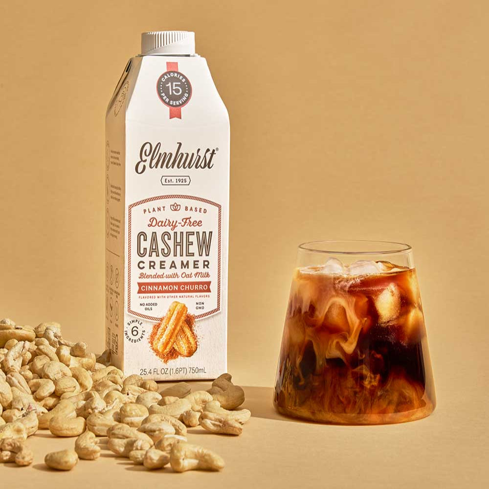 Cinnamon Churro Cashew Creamer von Elmhurst kaufen | Gourmet vegane Milchalternativen | Inkl. Mandel, Hafer, Cashew, Ahorn, Walnuss | Perfekt für Kaffee, Smoothies, Brei, Desserts | EU Versand