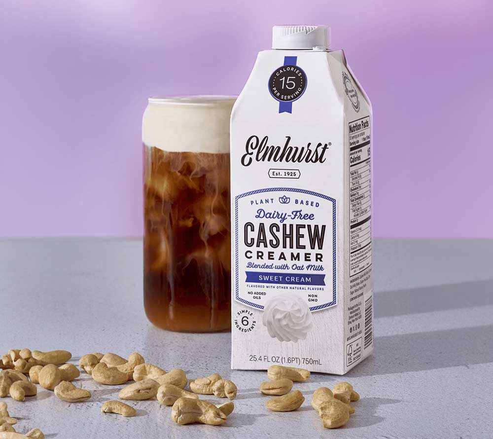 Genießen Sie den pflanzlichen Sweet Cream Cashew Creamer von Elmhurst – vegan, laktosefrei & ohne Zusatzstoffe. Ideal für Kaffee, Tee & Smoothies.