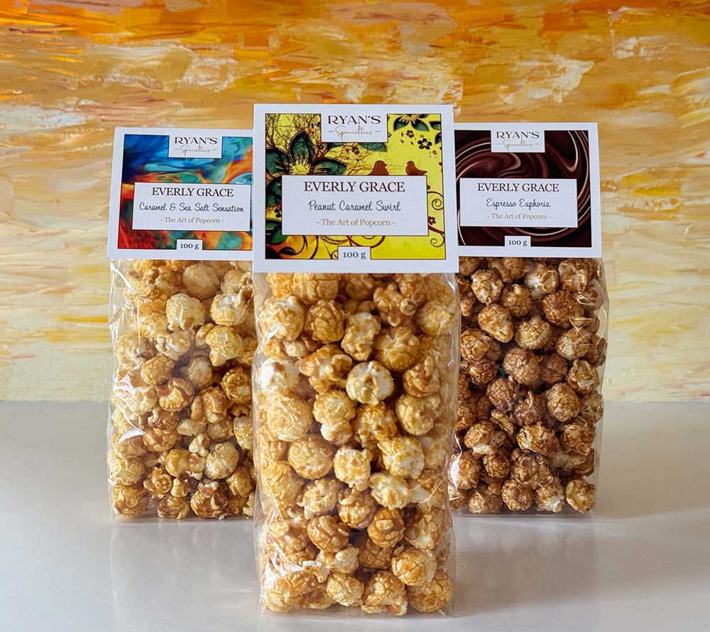 Popcorn Everly Grace-Peanut Caramel Swirl - Gourmet-Popcorn mit Erdnussbutter aus der Popcornmanufaktur 