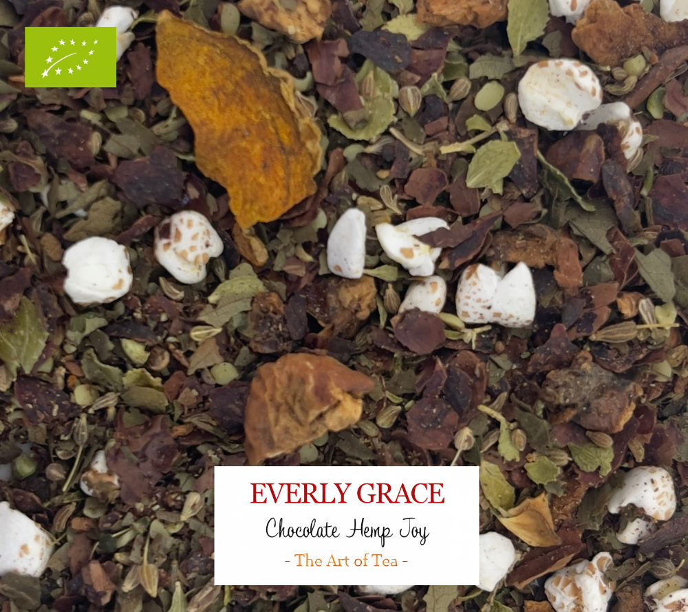 
                  
                    Everly Grace Tee Chocolate Hemp Joy kaufen | koffeinfreier Bio-Kräutertee ohne Aromen | Eine verführerische Teemischung für luxuriöse Genussmomente!
                  
                