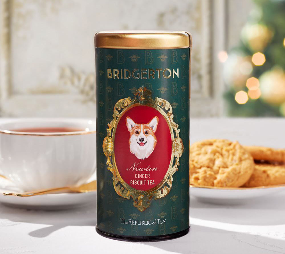 
                  
                    Bridgerton Newton Ginger Biscuit Tea - Metalldose mit 36 Beuteln - The Republic of Tea
                  
                