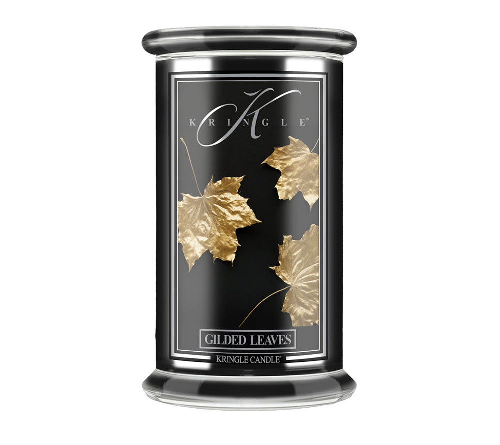 Gilded Leaves als großes Kerzenglas (22 oz-Glas, 2-Docht) aus der Reserve Collection von Kringle Candle