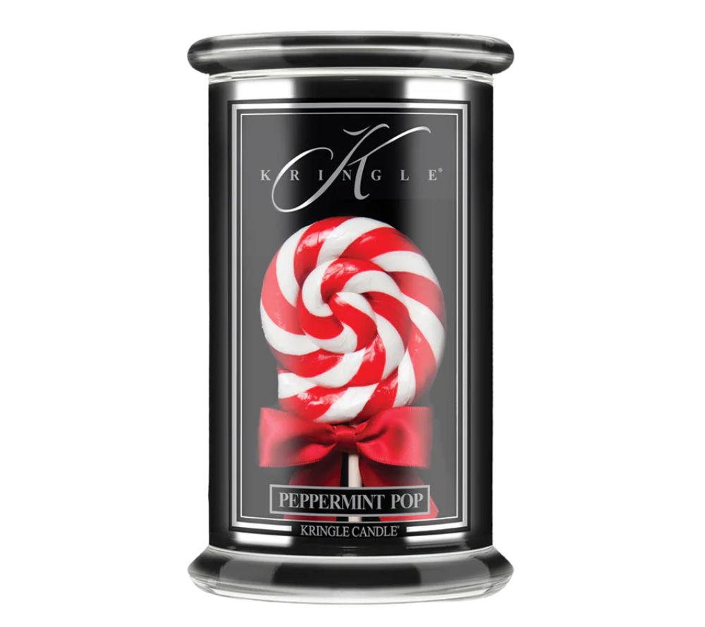 Peppermint Pop als großes Kerzenglas (22 oz-Glas, 2-Docht) aus der Reserve Collection von Kringle Candle