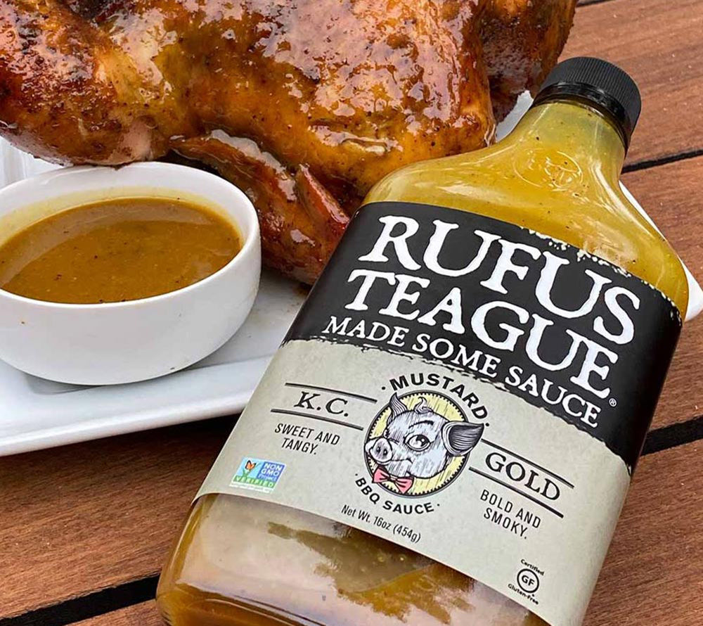 Mustard BBQ Sauce von Rufus Teague ☆ einzigartiger Senfgeschmack☆ intensives Raucharoma ☆ Glutenfrei & koscher » Jetzt probieren!