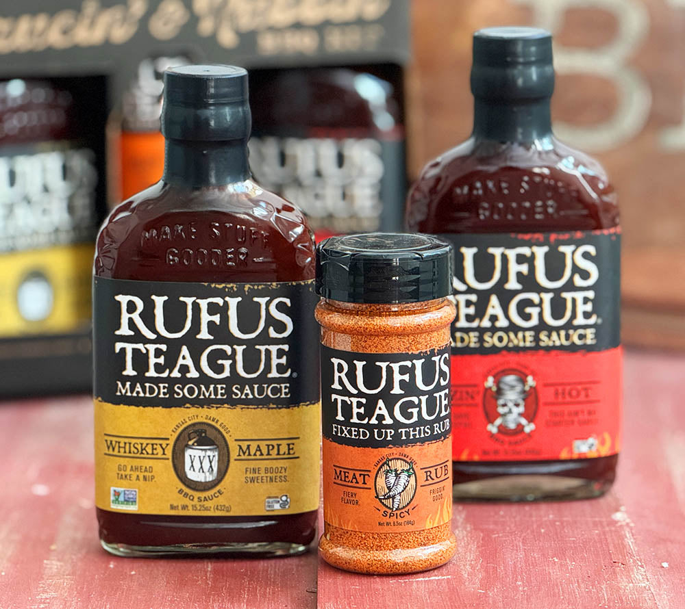 Rufus Teague Geschenkset Saucin' & Rubbin' (Whiskey Maple und Blazin Hot BBQ Sauce) ✓ Für Grill & BBQ Liebhaber » Jetzt bestellen! 