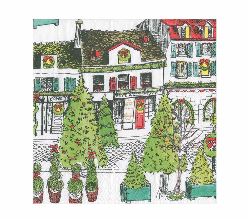 Servietten Caspari Vintage Village Christmas Weihnachten