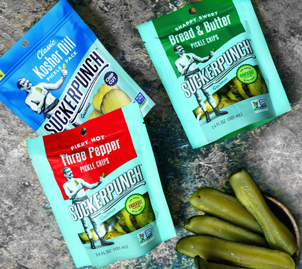Pickles-Bread & Butter Chips Snack Pack von SuckerPunch ☆ Klassische Pickles in feinen Scheiben ☆ Ideal zum Burger oder für unterwegs