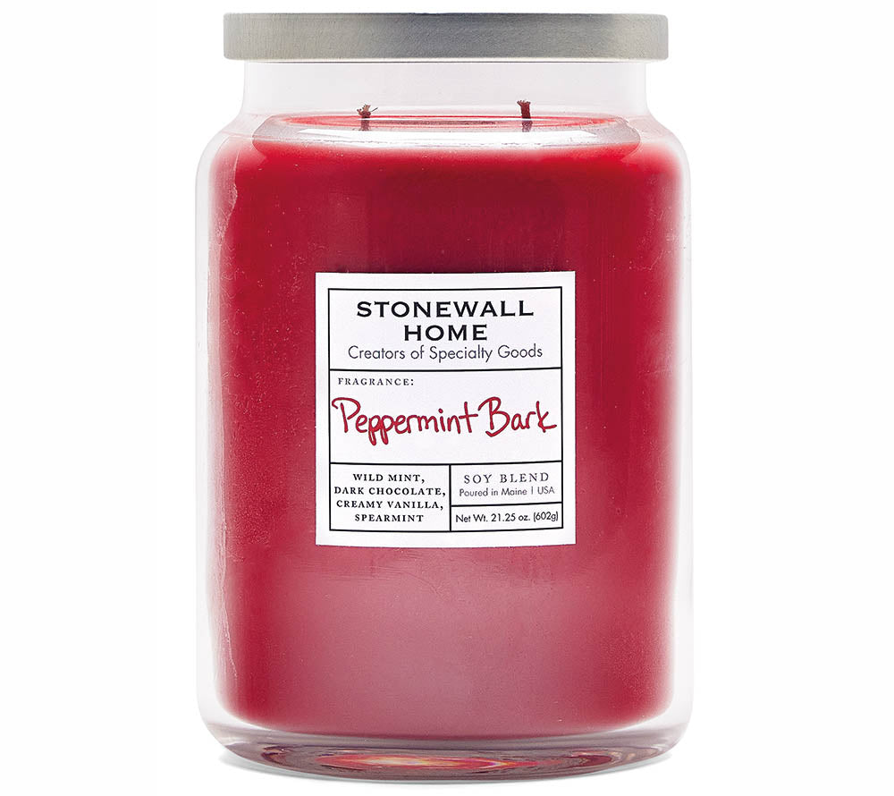 Peppermint Bark Large Candle von Stonewall Kitchen kaufen | luxuriöse Sojawachsmischung | 50 Stunden Duft | EU-Versand