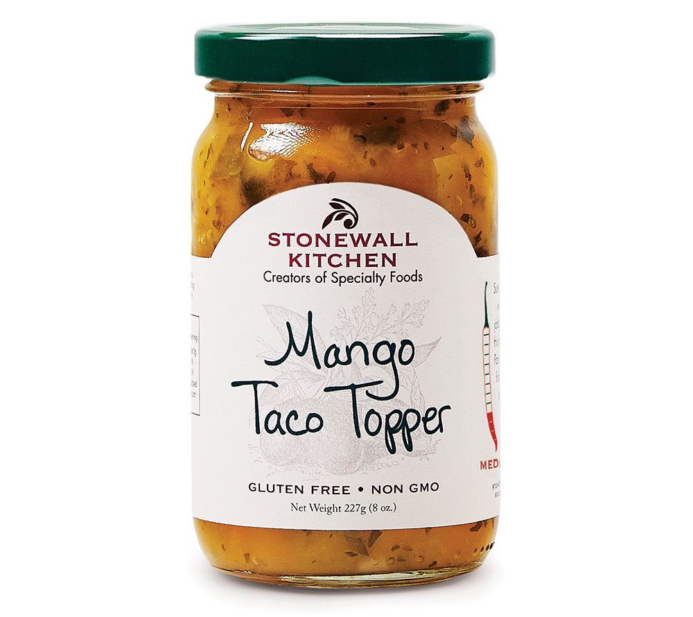 Mango Taco Topper von Stonewall Kitchen kaufen ☆ Salsa mit Mango, roten Zwiebeln und Limettensaft ☆ Für Tacos und zum Grillen ☆ Jetzt probieren!