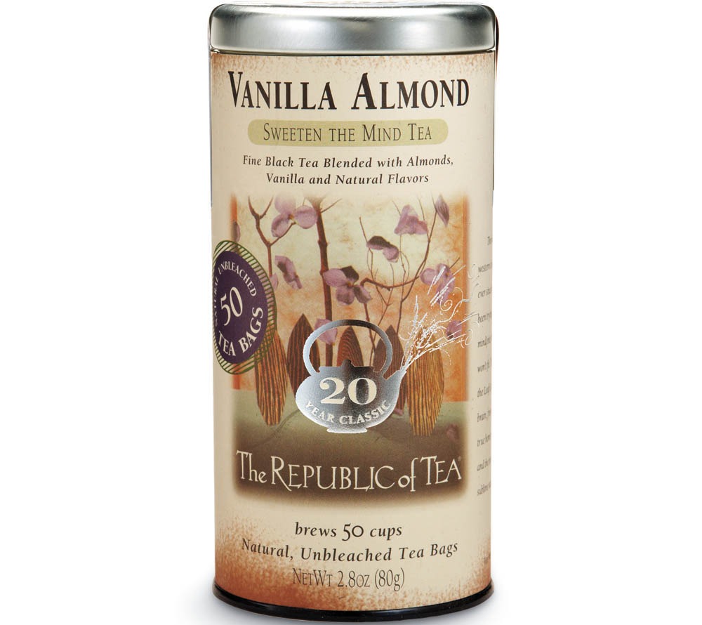 Vanilla Almond Black Tea von The Republic of Tea kaufen | Metalldose mit 50 Beuteln | Schwarzer Tee mit Vanille und Mandel | Eine verführerische Teemischung für luxuriöse Genussmomente!