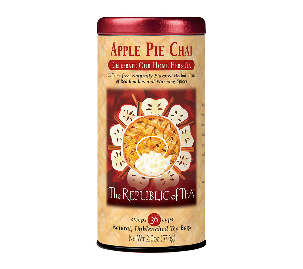 Apple Pie Chai Herbal Tee von The Republic of Tea (Metalldose mit 36 Beuteln) kaufen 
| Koffeinfreie Kräutermischung aus Rooibos, Zimt, Kardamom, Muskatnuss und Nelken | Ideal für gemütliche Momente oder festliche Anlässe