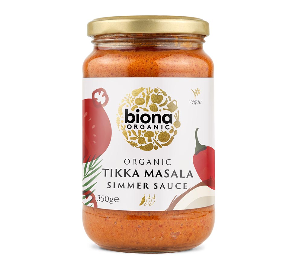 Tikka Masala Simmer Sauce von Biona Organic kaufen ✚ mit Bio-Tomaten, Kokosnusscreme und Gewürzen ✚ EU-Versand