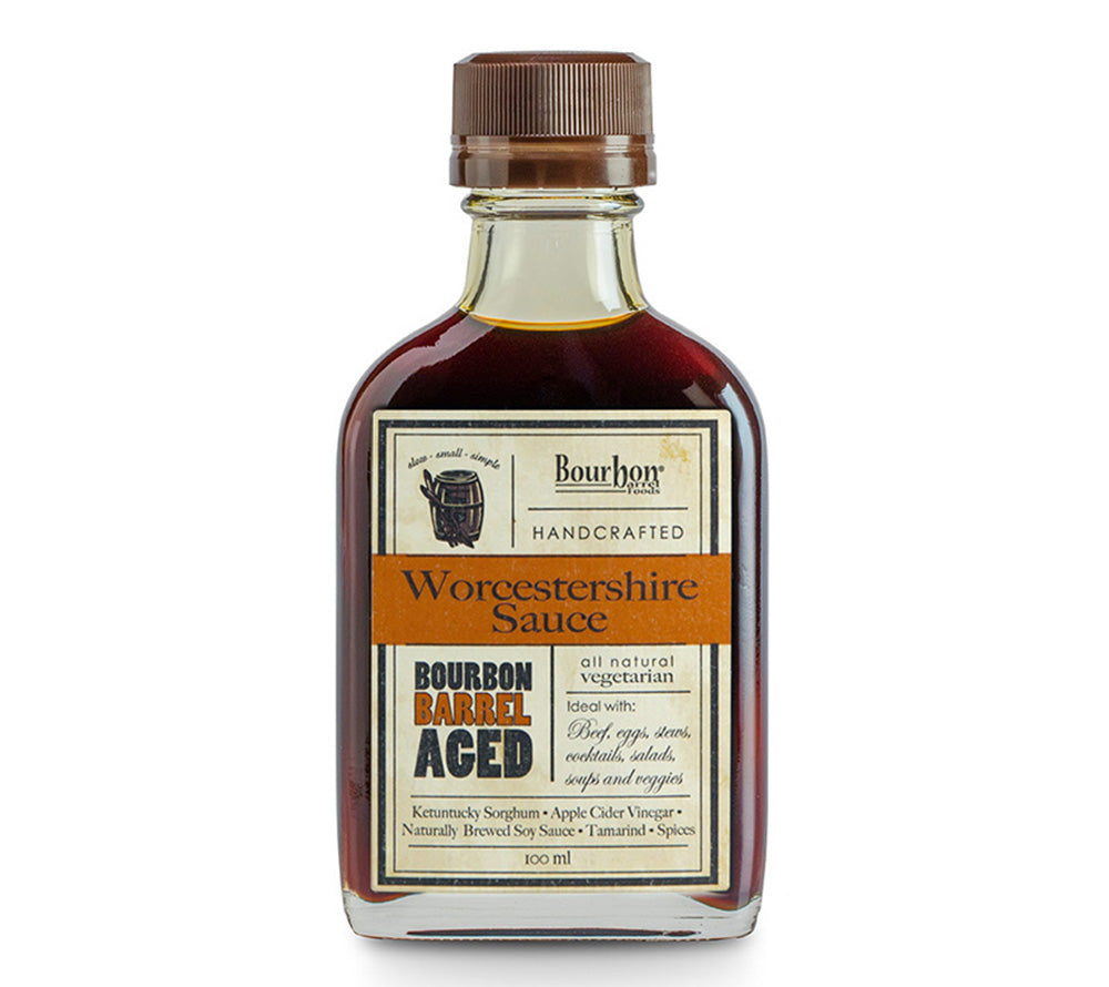 Worcestershire Sauce von Bourbon Barrel Foods - in gebrauchten Bourbon-Fässern gereift - aus Louisville, Kentucky - jetzt probieren! 